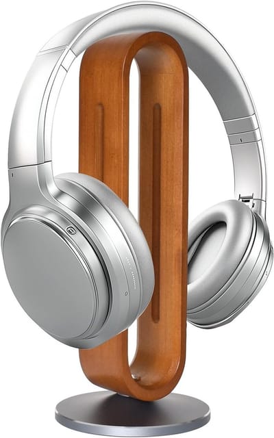 Unieke U-vormige hoofdtelefoonhouder van hout, antislip en duurzaam, perfect voor gaming, kantoor en thuisgebruik, bruin