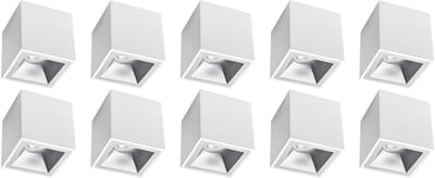 Opbouwspot 10 Pack - Pragmi Cliron Pro - GU10 Fitting - Opbouw Vierkant - Mat Wit/Zilver - Aluminium - Verdiept - Ø90mm