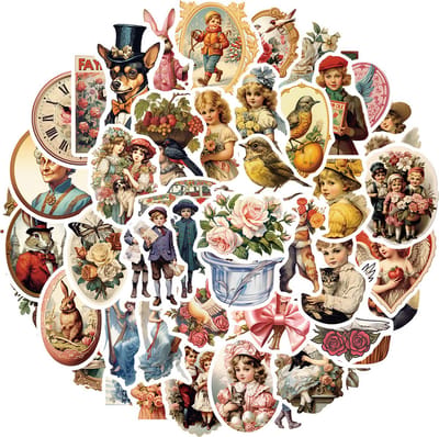 Vintage Poezie Album Stickers - 50 Victoriaanse Stijl stickers - Voor Journal, Scrapbooking, Laptop, Agenda etc.