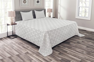 ABAKUHAUS Tribale Bedsprei-Set – Boho-Stijl – 264x220 cm, Grijs/Wit