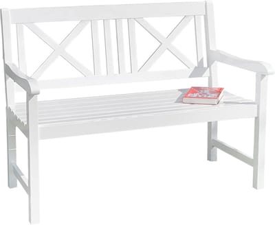 Houten Tuinbank 2-Zits Wit Gecoat Acaciahout