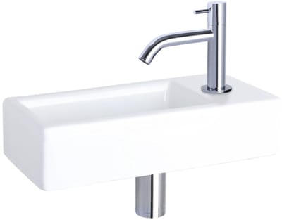 Differnz Hura fonteinset – 38.5x18.5x9 cm – keramiek wit – gebogen chromen kraan