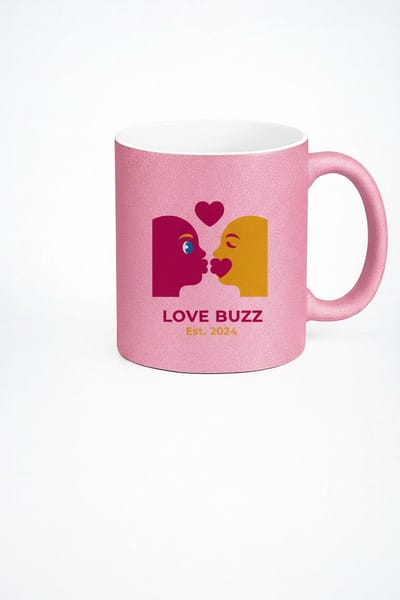 Roze Glitter Love Buzz Mok Est. 2024 | Romantische Liefdesbeker voor Koppels