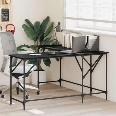 vidaXL - Bureau - Zwart - Eiken - Bewerkt - hout - 149 - x - 149 - x - 75 - cm