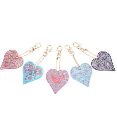 Hartvormige Sleutelhanger DIY Decoratie Resin Boor Diamantschilderen Sleutelhanger Cadeau Huisdecoratie white