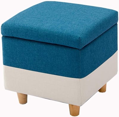 Opvouwbare Opberger Poef - Zitbank Voetenbank - Extra Zitplaats - Met Afneembare Hoes - 40x40x42cm - Blauw