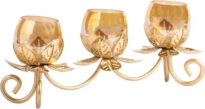 N3 Collecties 3 Lotus TeaLight Holder theelichthouder, kaarsenhouder (goud)