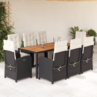 vidaXL - 9-delige - Tuinset - poly - rattan - zwart