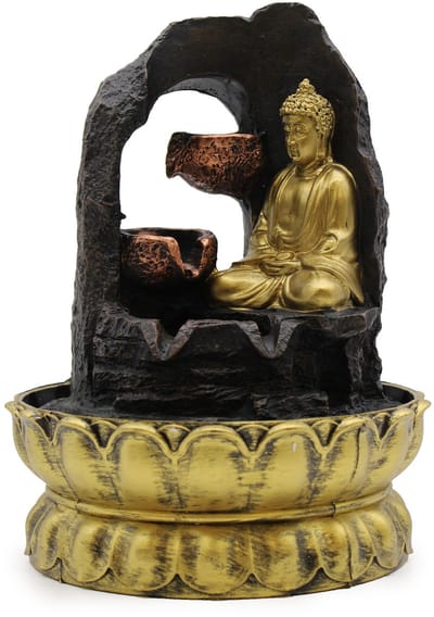 Tafelwaterornament - 30 cm - Gouden mediterende Boeddha