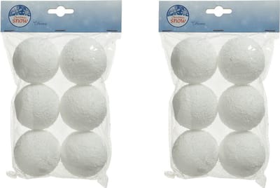 Decoris Sneeuwballen - 24x st - wit - D6 cm - kunststof - Kunstsneeuw ballen - sneeuwversiering