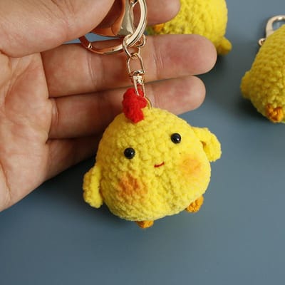 Porte-clés Crochet Poussin Mignon Poupée Tricot Canard Dessin Animé Porte-clés Pour Sac Pendentif Poupée Animal Crochet Cadeaux Accessoires Personnalisés brown