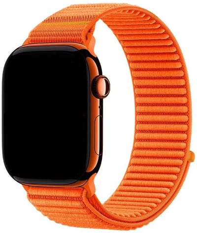 Stravo Elastisch Nylon horlogebandje met geribbelde structuur – Geschikt voor Apple Watch 42mm (Series 11/10), 41mm (Series 9/8/7), 40mm (Series 6/5/4, SE 1/2/3), 38mm (Series 3/2/1) – Nylon 'Wave' bandje – Oranje