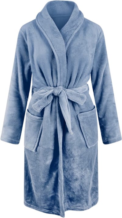 Kinderbadjas - denimblauw - kinder badjas fleece - meisjes & jongens - ochtendjas - maat 164/176