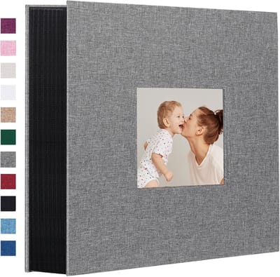 Groot Fotoalbum met 1000 Compartimenten voor Familie, Bruiloft en Jubileum, Geschikt voor Horizontale en Verticale Foto's (10 x 15 cm) in Grijze Linnen Uitvoering
