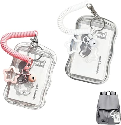 Fotokaarthouders Set - ID Hoesjes - Documenten Beschermen - Veerkoord Uittrekbaar - Set van 2 - Wit en Roze