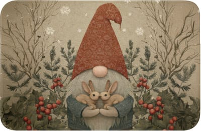 Badmat 60x40 cm - Antislip - Kerstgnome - Konijntjes - Kleurrijk - Badmatten voor badkamer - Badkamermat - Douchemat - Badkamer mat