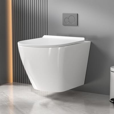 Hangend toilet - Wandtoilet Keramiek - Badkamer Vernieuwen - Randloos Tornado Spoelen - 36 cm - Wit