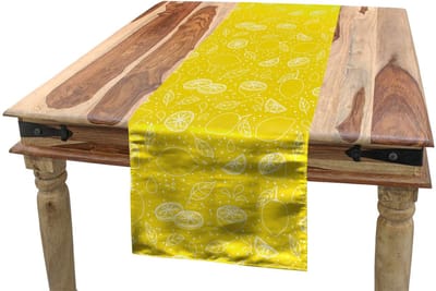 ABAKUHAUS – Tafelloper 40x180 cm – geel-witte citroenen, wasbaar