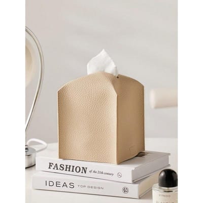 1 st Minimalistische Luxe Vierkante PU Leer Tissuebox, Servethouder, Decoratie Voor Vakantie, Familiebijeenkomst, Keuken, Eettafel Beige veelkleurig