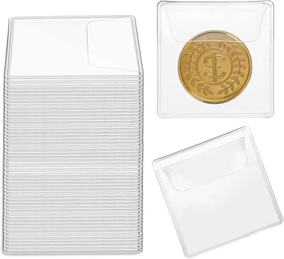 Thijox - 25 Stuks Munthoezen met Één Zak, 6 x 5,5 cm, Individuele Plastic Munthouders voor Munten, Wisselkoersen en Verzamelingen, Rechthoekig en Idea
