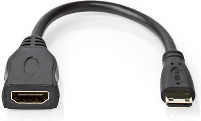 Nedis High Speed ​​HDMI-Kabel met Ethernet - HDMI Mini-Connector - HDMI Output - 4K@30Hz - 10.2 Gbps - 0.20 m - Rond - PVC - Zwart - Envelop