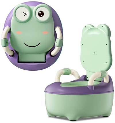 NAIZY kinderpotje 48cm hoog kindertoilet PP+PU potje met verwijderbare container baby toilet met spatbescherming&armsteunen toilettrainer voor meisjes jongen kinderen potje (normale vorm, groen)