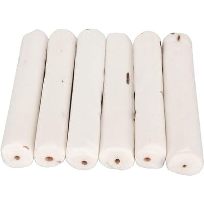 Vogel Knaagstokken Lichtgewicht Schorsloze Houten Voet Speeltje Papegaai Versnipper Stok voor Parkiet Kaketoe 6 stuks white