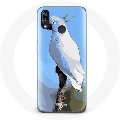 Case voor Huawei P20 Lite Kaketoe Papegaaien Witte Vogels wit