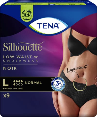 TENA Silhouette Normal Low Waist - L - Zwart - 9 stuks