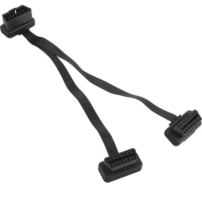 16-pins OBD-verlengkabel Rechte Mannelijk naar Dubbel Recht Vrouwelijk Y-splitter Adapter Connector OBD2 black