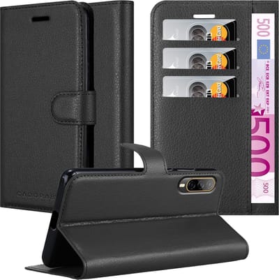 Cadorabo Hoesje geschikt voor HTC Desire 22 PRO in PHANTOM ZWART - Beschermhoes met magnetische sluiting, standfunctie en kaartvakje Book Case Cover Etui