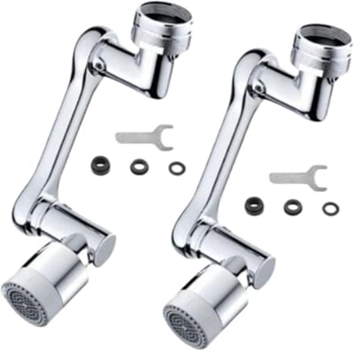 Uittrekbare Kraan - 2 stuks - Met 360° Rotatie Verlenging - Badkamer Keuken Draaibaar - 1080 Graden Draaibaar Scharnier - Voor Waterkraan Wastafel Gewrichtverlenging - Duotap-Aansluiting Universele Adapter