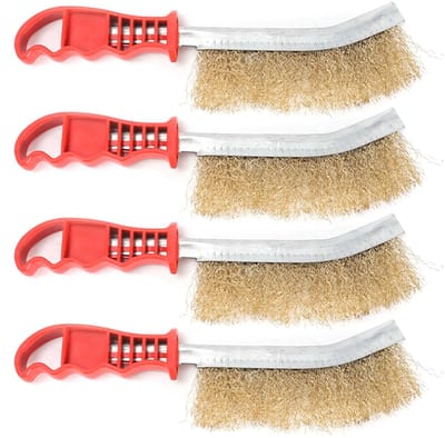 Dailygoods- Reinigingsborstelset 4 Stuks - Robuust en Duurzaam - Mesdraadborstel - Vuil/Verf/Roest Verwijderen - Comfortabele Grip - Afmetingen 23,5 x 6 x 2,5 cm - Draadborstel