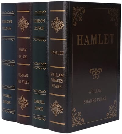Dailygoods- Boekendozen Vintage - Decoratieve Opbergdoos - Kunstlederen Boekdecoraties - Geheim Compartiment - Gouden Tint - Bureaublad Organizer