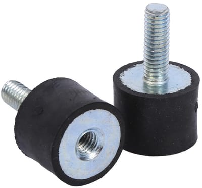 Dailygoods- Rubber Antivibratie Spoelen - Rubber M6 20x15 mm - Rubber M8 30x20 mm - Staal-zinkcoating - Zwart/Zilver - Geschikt voor Elektronische Componenten - Trillingsisolator