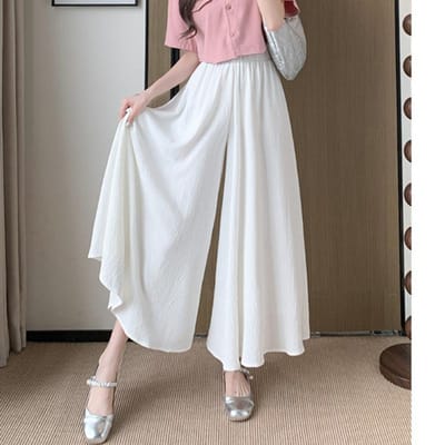 Witte IJszijden Rokbroek voor Dames in Lente en Zomer Dunne Nieuwe Hoge Taille Losse Val en Casual Yamamoto Rokbroek XL white