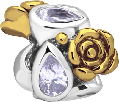 Quiges - 925 - Zilveren - Bedels -Sterling zilver - Beads - Multi Rozen met Zirkonia Druppel Kraal Charm - Geschikt – voor - alle bekende merken - Armband Z471