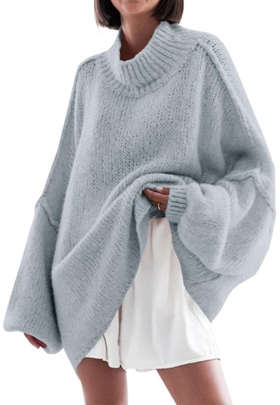 Dailygoods- Trui Dames Oversized - Vleermuismouwen - Hoge Hals - Ribgebreid - Casual Stijl - Zacht en Warm Materiaal - Pullover