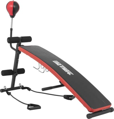 Gorilla Sports Buikspierbank - Fitnessbank - Inklapbaar - Met Boksbal & Kabels
