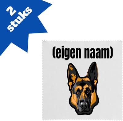 Akyol - hondenkop met eigen naam brillendoekjes - Honden - honden liefhebbers - iemand die houdt van honden - verjaardag - cadeau - kado - 17,8 bij 17,8 cm - 2 stuks