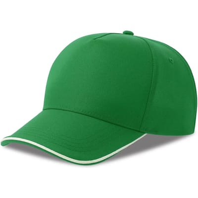 Atlantis Headwear Recy Five Piping Cap AT129 - GREEN/WHITE - One size