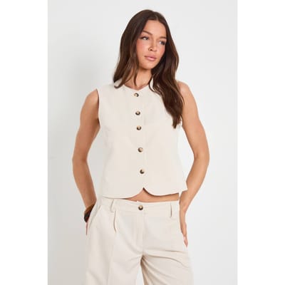 boohoo Dames Gilet Met Ronde Hals En Textuur | Ecru | Maat: 38