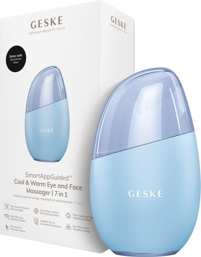 GESKE SmartAppGuided™ Cool & Warm Eye & Face Massager | 7 in 1 | Multi-stimulator | Gezicht & nek | Batterijloos koelen en warmen | Verstevigt en ontspant | Eye-Nose Area Targeted Design