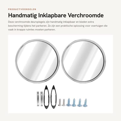 Dailygoods- Buitenspiegel Handmatig Inklapbaar - Verchroomde Afwerking - Ronde Spiegels - Auto Achteruitkijkspiegel - Geschikt voor Nova - Elegant Ontwerp - Autospiegel