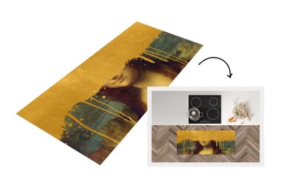 Keukenloper - Loper keuken - Mona Lisa - Goud - Da Vinci - 120x50 cm - Keukenloper vinyl