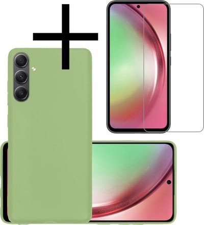 Hoesje - Met Screenprotector - Geschikt voor Samsung Galaxy A54 - Sterk & Shockproof - Back Cover - Siliconen Case - Telefoon Hoes - Groen