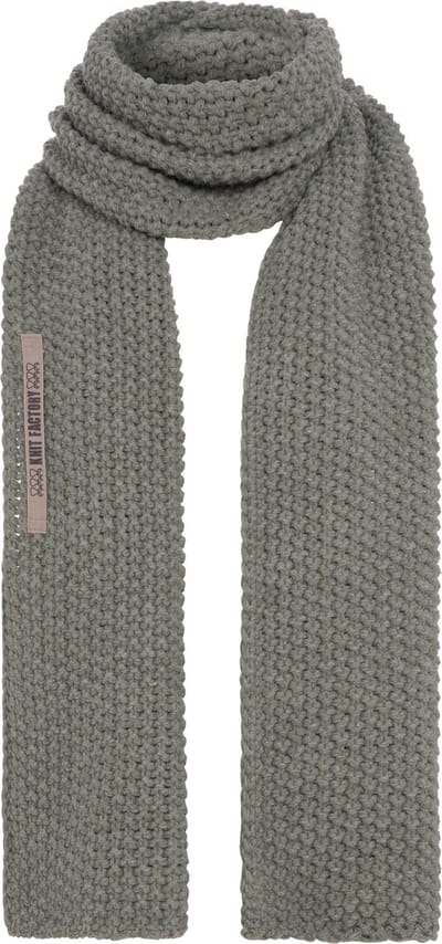 Knit Factory Carry Gebreide Sjaal Dames & Heren - Warme Wintersjaal - Grof gebreid - Langwerpige sjaal - Wollen sjaal - Heren sjaal - Dames sjaal - Unisex - Urban Green - Groen - 200x35 cm