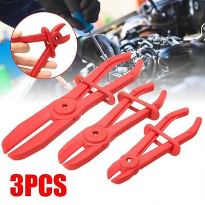 3 Delige Slangklemtang - Slang afklem tangen - Auto motor clamp pliers - Klemtang benzine remslang koelwater leiding gereedschap – Rood - LOUZIR
