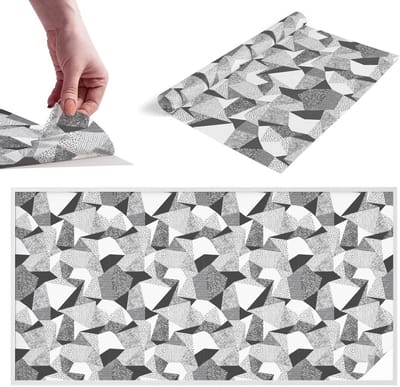 Tulup Raamfolie Anti inkijk - Geometrische figuren Melkglas Folie - 200x100 cm - Zwart-wit Anti inkijk Raamfolie Glas in Lood - Zonwerende Raamfolie - Voor op kantoor, voor de woonkamer, voor de hal - Privacy Folie Raam Glas in Lood