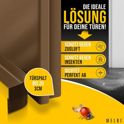 Tochtstopper voor deuren, premium deurafdichting, zelfklevend en op maat te snijden, koudebescherming, windstopper voor warmte-isolatie, energie besparen (bruin, 100 cm)
